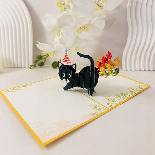 3d Birthday Card Cat Confetti Colorful Unique Fun Birthday