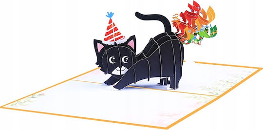 3d Birthday Card Cat Confetti Colorful Unique Fun Birthday