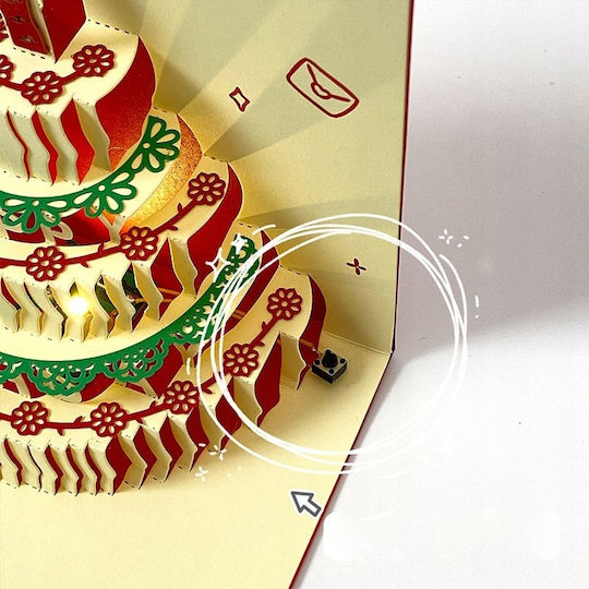 Beautiful Birthday Card Music Light Led Cake Magical Glowing