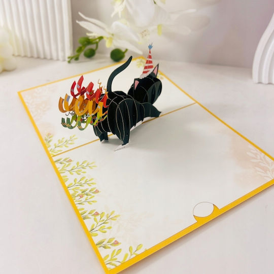3d Birthday Card Cat Confetti Colorful Unique Fun Birthday