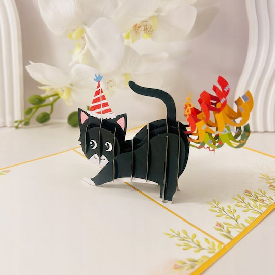 3d Birthday Card Cat Confetti Colorful Unique Fun Birthday