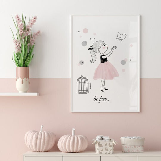 Αφίσες Poster Κοριτσάκι Άσπρο Πουλάκι Χαρτί 15x20cm