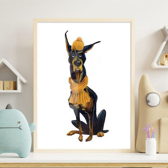 Dachshund Poster Yellow Scarf Paper 15x20cm