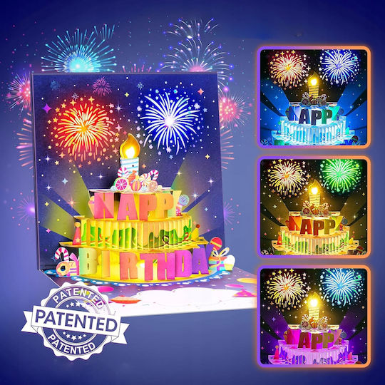 Geburtstagskarte Spielende Melodie Licht LED Kuchen Auspusten Kerze Magie