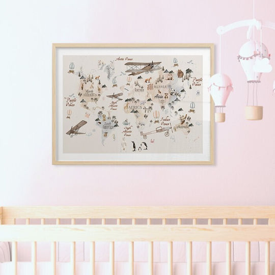 Posters Map Animals Airplanes Paper 20x15cm