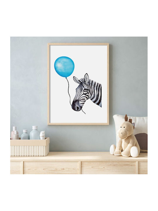 Детски плакати Poster Зебра Блue Балон Хартия 15x20см