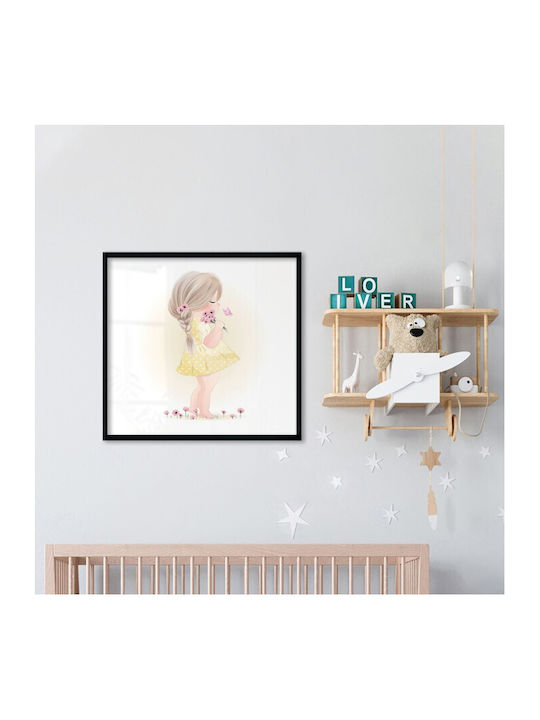Αφίσες Poster Κοριτσάκι Ροζ Λουλούδια Χαρτί 80x80cm