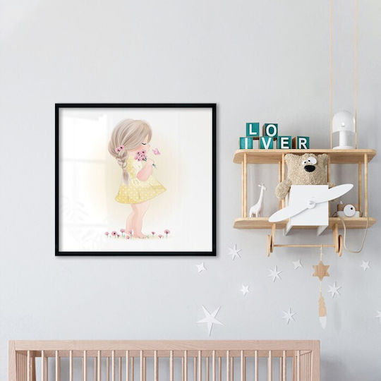Girls Poster Pink Flowers Paper 80x80cm