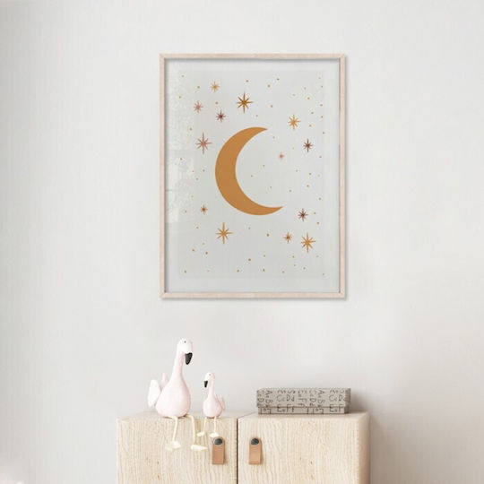 Posters Poster Orange Moon Stars Paper 15x20cm