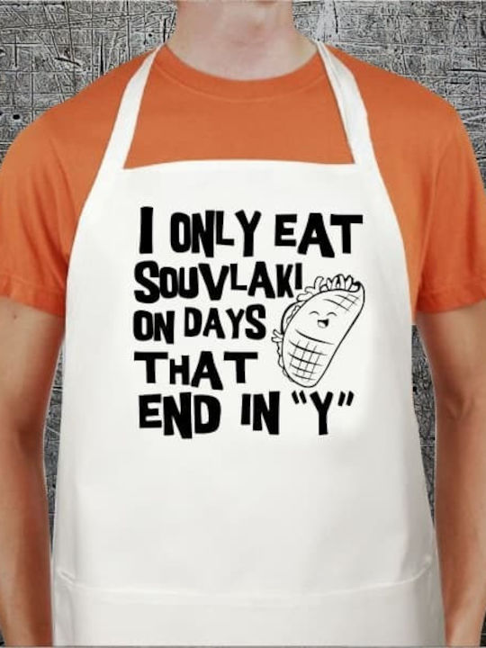 Souvlaki Lover Kitchen Apron White