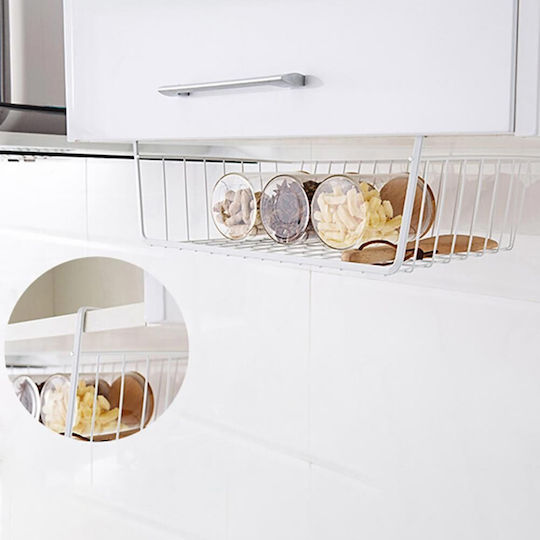 Pendant Metal Basket Shelf 40.5x26x13.5cm White