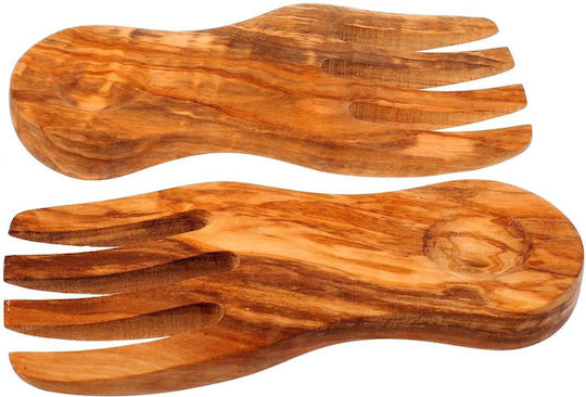 Wooden Art Serving Hand Set Olive Wood 20cm 0455