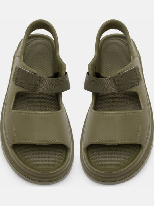 Flache Sandalen für Damen Flatforms in Khaki Farbe
