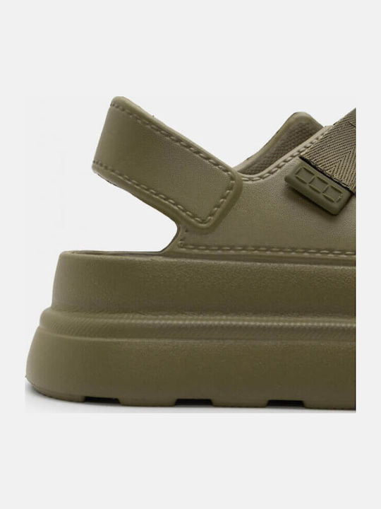 Flache Sandalen für Damen Flatforms in Khaki Farbe