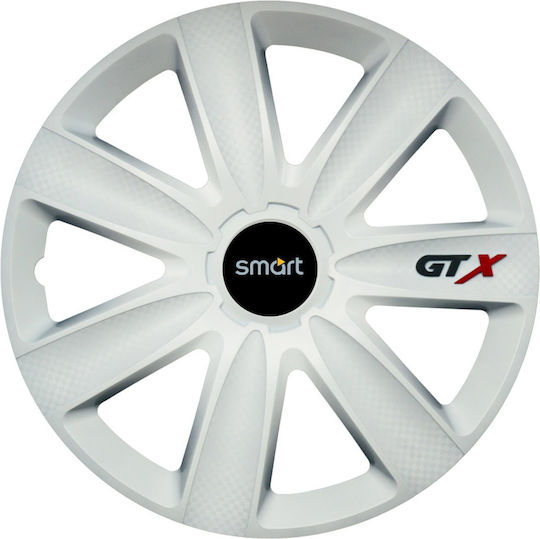 Set Capace De Roți Auto Compatibile Cu Smart 4 Bucăți 15 Alb