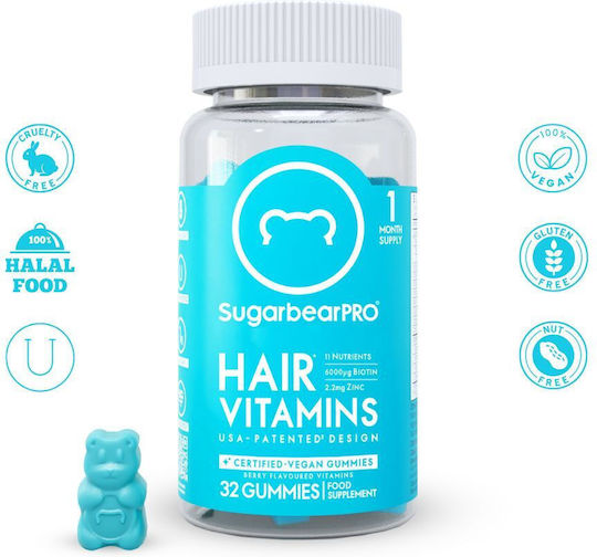 Sugar Bear Hair Vitamins Ειδικό Συμπλήρωμα Διατροφής 32 ζελεδάκια