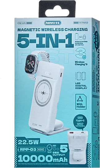 Remax RPP-D3 Power Bank 10000mAh 15W με Θύρα USB-A και Θύρα USB-C Power Delivery Λευκό