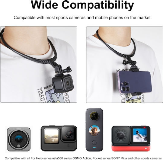 Adjustable Neck Mount Puluz Lazy Action Cameras GoPro Black