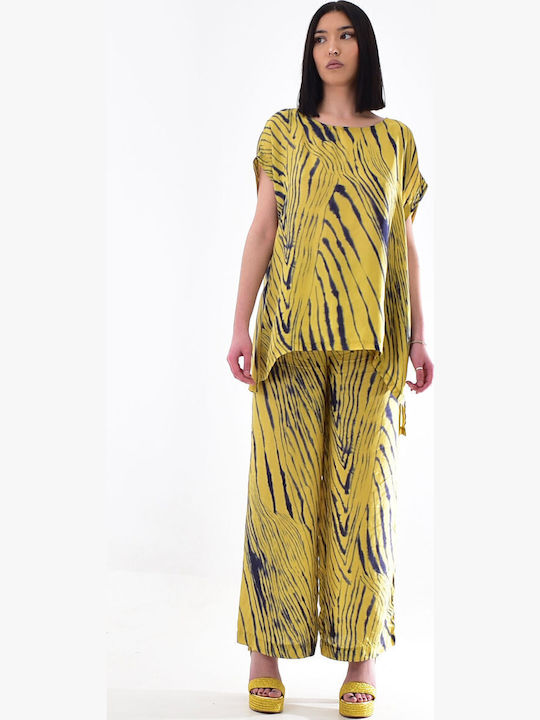 Dama Tesatura Pantaloni Galben