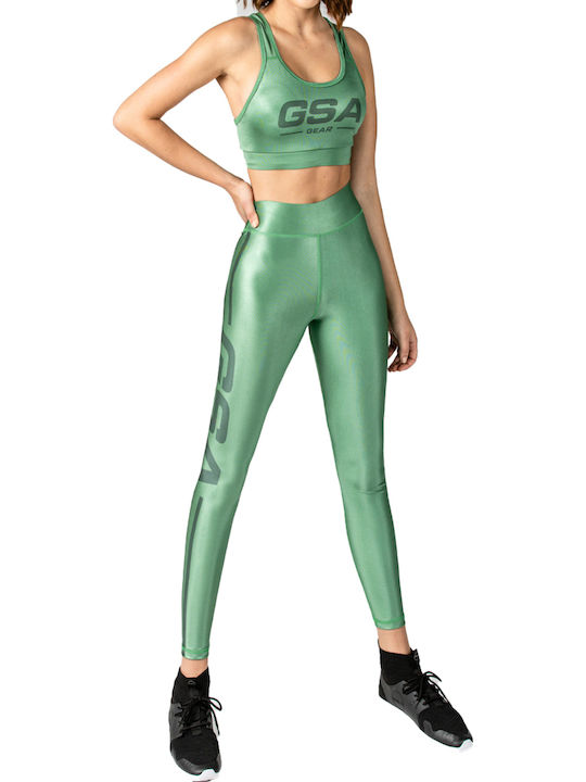 Hydro+Glow Type B 17-2003 Training Women's Cropped Shiny High Waist Leggings Pale Green