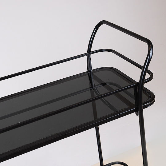 Rectangular Side Glass Coffee Table with Black Wheels W54xL33xH84cm