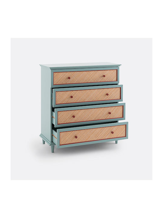 Wooden Chest of Drawers with 4 Drawers 60x45x123cm