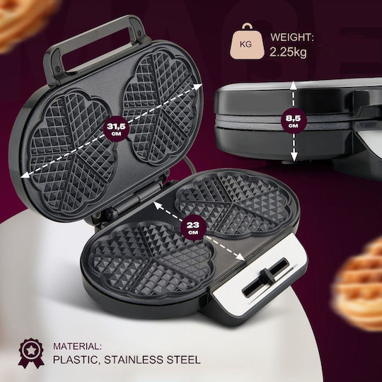 Clatronic WA 3745 Βαφλιέρα για Βάφλες Καρδιά 2 Θέσεων 1200W