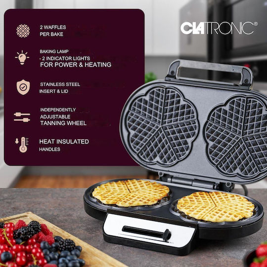 Clatronic WA 3745 Βαφλιέρα για Βάφλες Καρδιά 2 Θέσεων 1200W