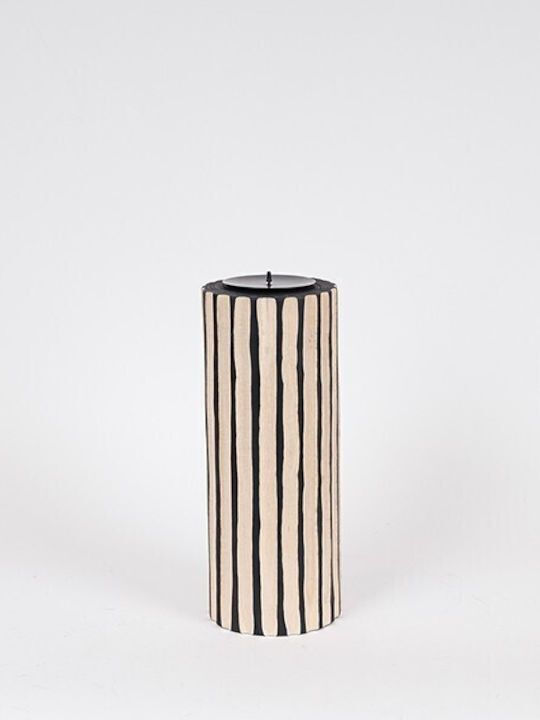 Natural Candle Holder Wooden in Black Color 12x34x12cm 1pcs