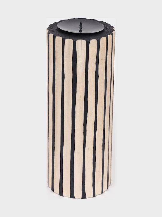 Natural Candle Holder Wooden in Black Color 12x34x12cm 1pcs