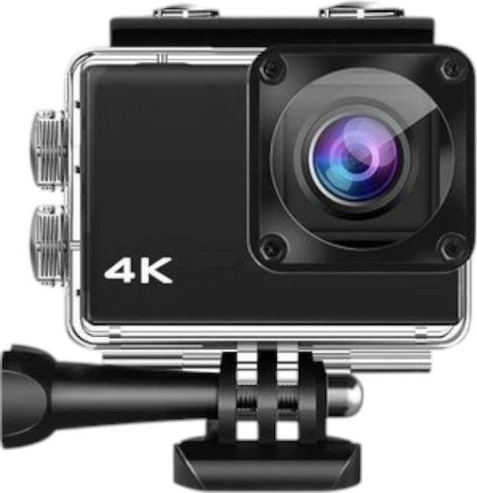 V22 128GB Action Camera 4K Ultra HD Υποβρύχια (με Θήκη) με Οθόνη 2" και Wi-Fi Μαύρη