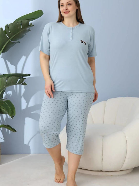 Lindros Summer Women's Pyjama Set Sky Blue