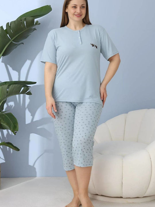 Lindros Summer Women's Pyjama Set Sky Blue