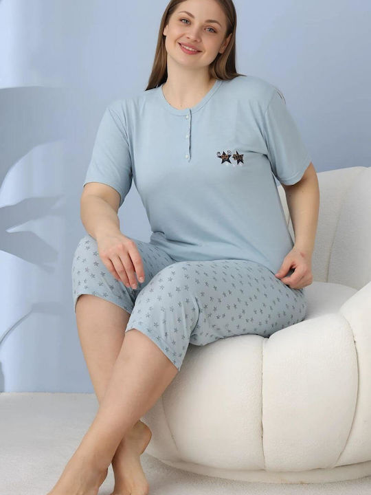 Lindros Summer Women's Pyjama Set Sky Blue