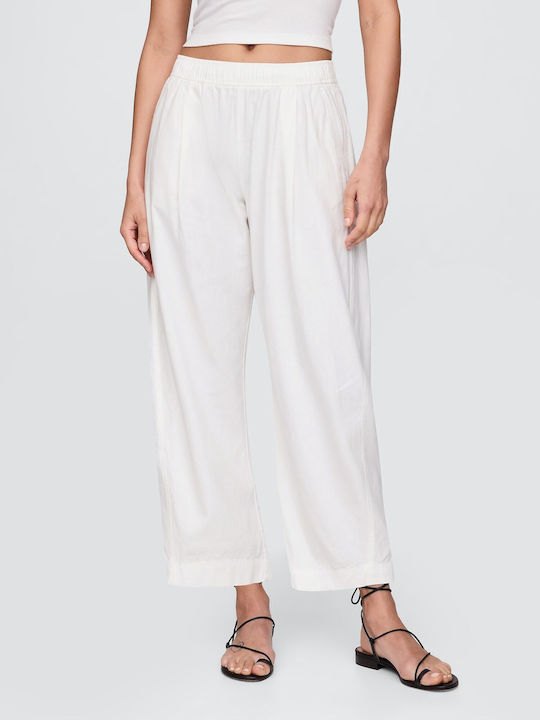Damen Leinen Hose Off White