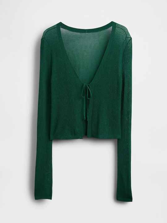 Short Women's Knitted Cardigan Rain Forest Green