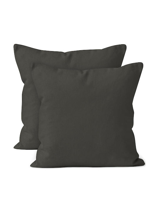 Διακοσμητική Μαξιλαροθήκη Linen από 100% Βαμβάκι Black 60x60εκ.