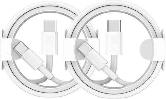 Regular USB 2.0 Cablu USB-C bărbătesc - USB-C Alb 1m