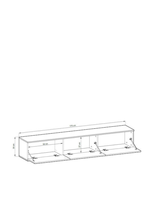 Κρεμαστό Έπιπλο Τηλεόρασης Oro Ανθρακί 175x30x32cm