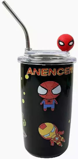 Rostfreier Stahl Kinder Trinkflasche Rächer Thermos mit Stroh 460ml (Verschiedene Designs oder Farben)
