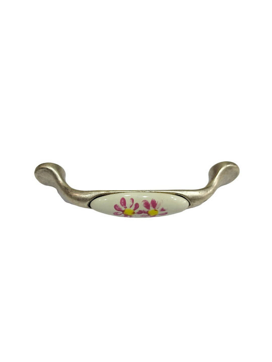 Porcelain Italian Furniture Handle Premiere 1413-arg Size 9.6cm Antique Silver Porcelain