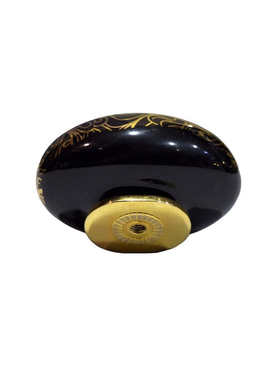 Porcelain Italian Furniture Knob Premiere 1282-oro1 Gold Glossy Porcelain