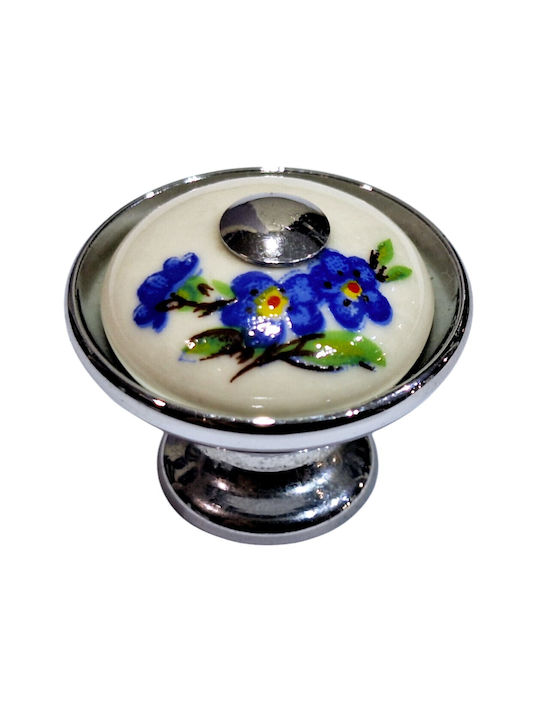 Porzellan Italienischer Möbelknopf Gem 9095-ino1 Chrom Glänzend Porzellan