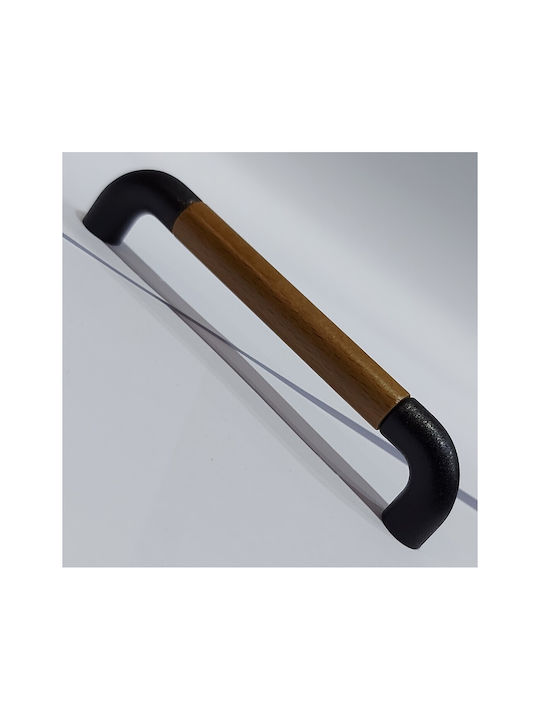 Italian Furniture Handle Eureka 11684-096-lef1 Black Matte Wood Size 9.6cm