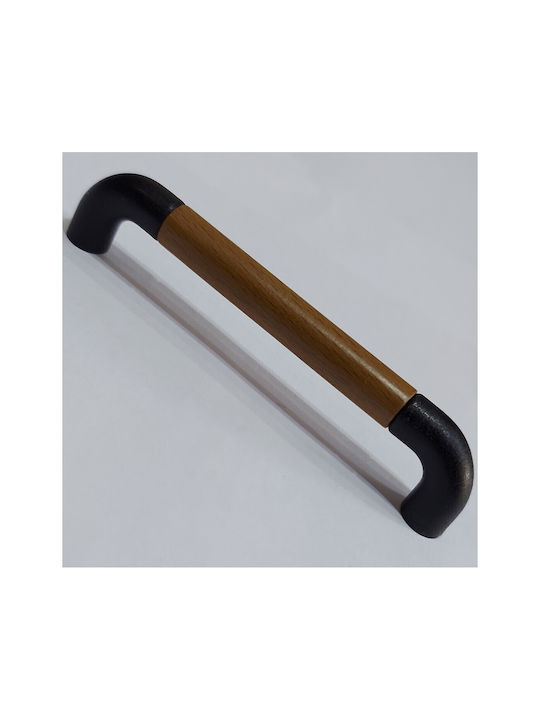 Italian Furniture Handle Eureka 11684-096-lef1 Black Matte Wood Size 9.6cm