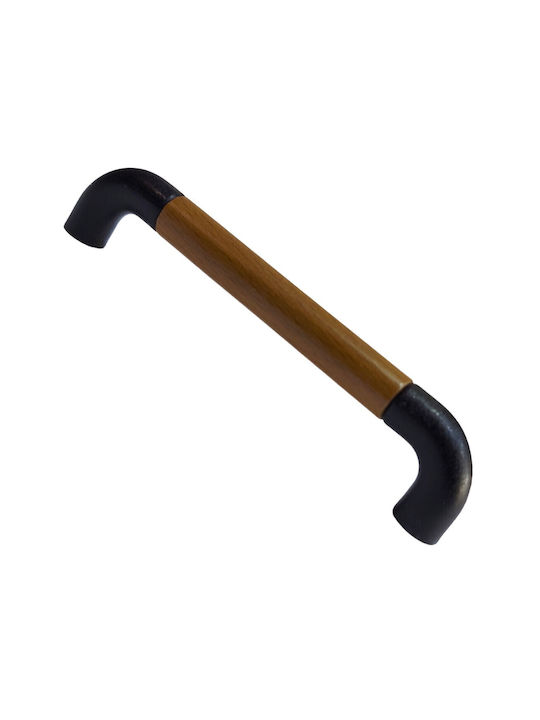 Italian Furniture Handle Eureka 11684-096-lef1 Black Matte Wood Size 9.6cm