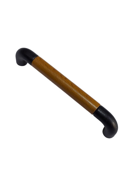 Italian Furniture Handle Eureka 11684-096-lef1 Black Matte Wood Size 9.6cm