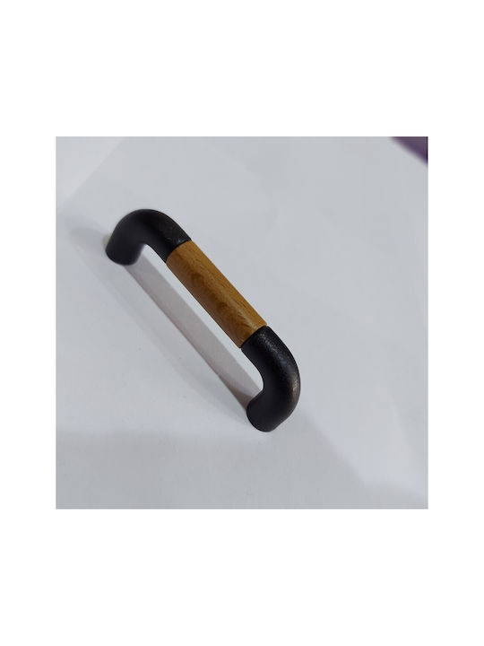 Italian Furniture Handle Eureka 11687-064-lef1 Black Matte Wood Size 6.4cm