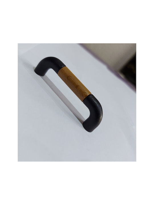 Italian Furniture Handle Eureka 11687-064-lef1 Black Matte Wood Size 6.4cm