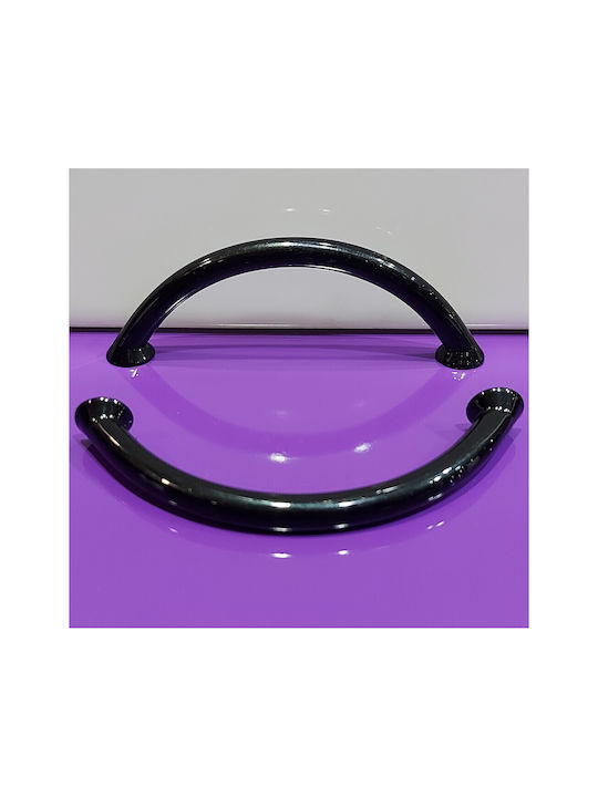 Italian Furniture Handle Eureka 11693-096-ino Black Glossy Size 9.6cm